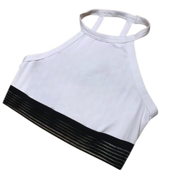 🌸🖤3/$30 - Cute Victoria's Secret White High Neck Halter Bra & Black Mesh - Picture 2 of 8